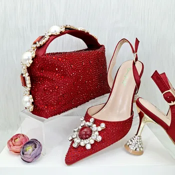 модный женский комплект обуви и сумок doershow, итальянские вечерние туфли-лодочки, итальянский комплект обуви и сумок в тон для вечеринок! HGO1-34