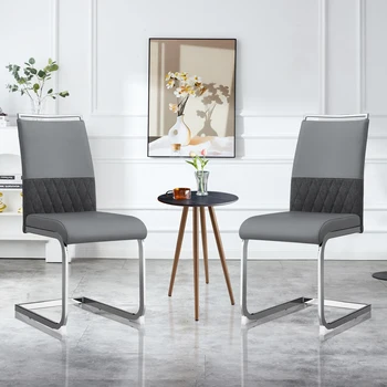Набор из 2 современных обеденных стульев, мягкий боковой стул с высокой спинкой, дизайн спинки в горизонтальную полоску для столовой, стул для офиса для гостей