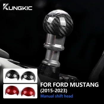 Накладка ручки переключения передач для Ford Mustang 2015-2023, Аксессуары для отделки салона автомобиля из настоящего твердого углеродного волокна