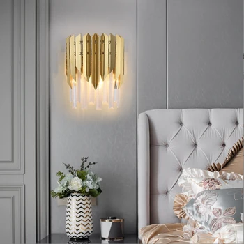 Настенный светильник в скандинавском стиле из хрусталя для спальни, современный минималистичный прикроватный телевизор, диван, фоновое освещение в прихожей, внутренние настенные светильники