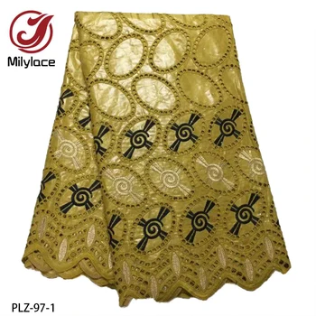 Новейшая Африканская ткань Базен 2021 года, Африканская кружевная ткань, 5 ярдов Швейцарской кружевной ткани для платья PLZ-97