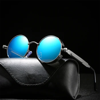 Новые классические Ретро Круглые поляризованные солнцезащитные очки в стиле стимпанк Для мужчин и женщин Для вождения на открытом воздухе Ночного видения Панк Солнцезащитные очки Goggle 2023
