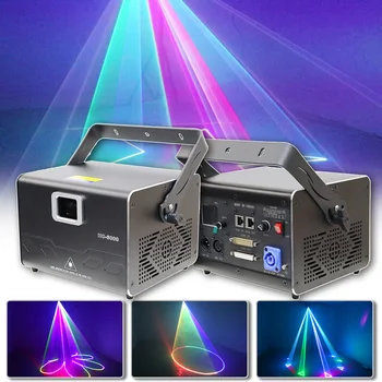 Новый интерфейс Rj45 ILDA RGB Лазерный проектор мощностью 6 Вт Профессиональная 3D анимация Лазерный сканер DJ Дискотека Вечеринка Рождество