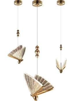 Новый прозрачный и золотой Уникальный акриловый подвесной светильник Butterfly LED