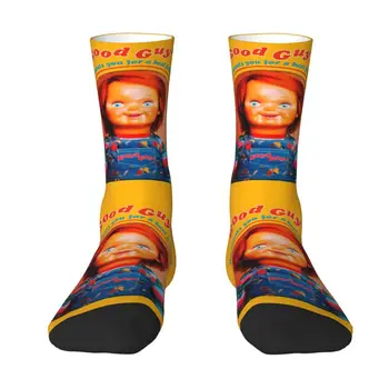 Носки из фильмов в стиле ретро Kawaii Chucky Женские Мужские Теплые спортивные носки с 3D принтом Child's Play Chucky Football