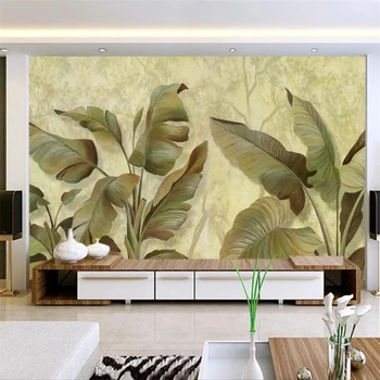 обои wellyu на заказ, 3D картина маслом, ручная роспись банановых листьев, роспись стен для телевизора в гостиной обои обои behang
