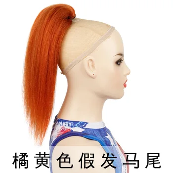 Оранжевый парик из натуральных волос 