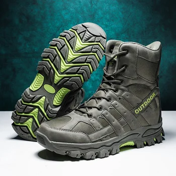 Осенне-зимние зеленые мужские армейские ботинки, нескользящие противоударные походные ботинки, мужские профессиональные тренировочные военные ботинки, мужские большие размеры 47
