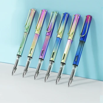 Перьевая ручка EF с наконечником металлического цвета, корпус ручки с поршневым поглотителем чернил, доступно съемное видимое окошко для чернил, мешочек для чернил