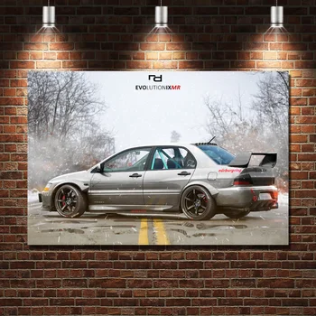 Плакаты на спортивные автомобили Lancer EVO IX MR. Nurburgring Для декора стен, печать на холсте, картины на ткани современного искусства Без рамок