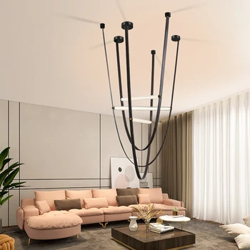 Постмодернистский минималистичный Поясной подвесной светильник, лампа со стеклянной трубкой, креативное светодиодное освещение, подвесной светильник для гостиной, Двухуровневой виллы, лестницы.