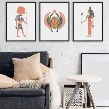 Принт ИСИДЫ, египетский рисунок на стене, Принт радия, Иллюстрация гуашью, Плакат для домашнего декора из серии 