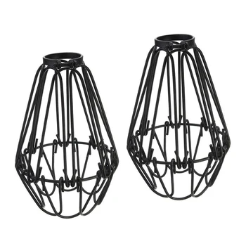 Регулируемый абажур в проволочной клетке, 2 комплекта металлической защиты лампы в птичьей клетке, Подвесной светильник, подвесной держатель лампы