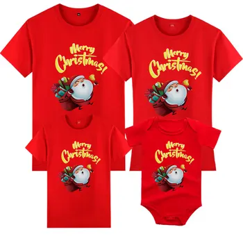 Рождественская одинаковая одежда для семьи, одежда для мамы, папы, дочки, сына, Детская одежда Санта-Клауса с коротким рукавом, футболка