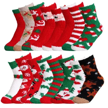 Рождественские носки из кораллового бархата для женщин, трансграничный ковер, плюс бархатные носки для зимы, очень толстые плюшевые носки для сна на полу