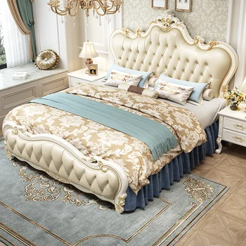 Роскошная Супружеская Кровать Queen Size Из Европейской Кожи И Дерева Многофункциональная Кровать Для Хранения Camas Matrimoniales Современная Мебель