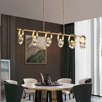 роскошные хрустальные люстры столовая светодиодный подвесной светильник кухня хрустальный потолочный светильник гостиная освещение из латуни кухонные приспособления