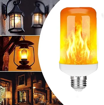 Светодиодная лампа с эффектом пламени E14, светодиодная лампа с эффектом пламени, мерцающая лампочка для внутреннего / наружного / рождественского украшения