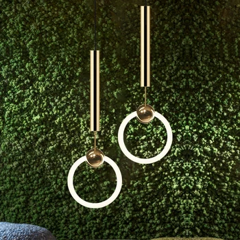 Современный золотой подвесной светильник LED leebroom минималистичное украшение кольцо подвесной светильник столовая фойе спальня подвесные светильники