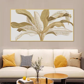 Современный золотой цветочный сусальное золото акварельный плакат настенное искусство холст картина печать картины интерьер гостиной домашнее украшение