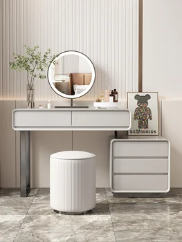 Современный минималистичный туалетный столик, простой дизайн, спальня в маленькой квартире, ощущение роскоши, стол для макияжа, шкафы для хранения, шкаф o