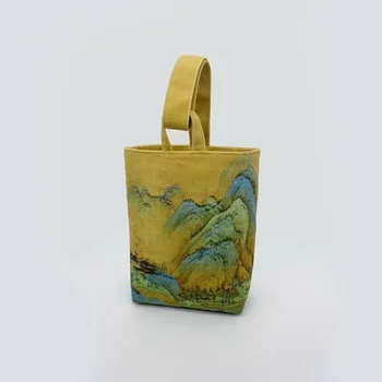 Сумка-ведро в стиле ретро из ткани Оксфорд, модная сумка для хранения, печать масляной краской, сумки для ланча с верхней ручкой