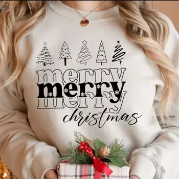 Счастливого Рождества Толстовка Забавный Джемпер Зимний Пуловер С Круглым Вырезом Свободные Толстовки Топы С Длинными Рукавами Одежда