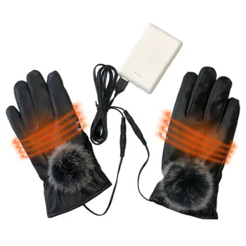 Теплые руки Перчатки с подогревом Перчатки с электрическим подогревом Полный палец USB Водонепроницаемые Лыжные перчатки с подогревом для верховой езды Рыбалки пеших прогулок
