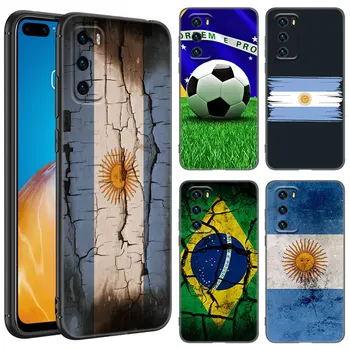 Флаг Бразилии Аргентина Чехол Для Телефона Huawei P8 P9 P10 P20 P30 P40 Lite E P50 P Smart Pro Z S 2018 2019 2020 2021 TPU Черный Чехол