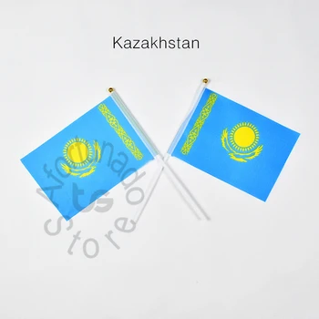 Флаг Казахстана 14*21 см, 10 штук, размахивающий рукой, национальный флаг для встречи, парада, вечеринки.Подвешивание, украшение