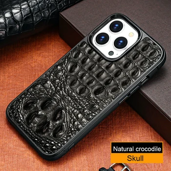 Чехол из натуральной крокодиловой кожи для Iphone 13 14 15 pro max 11 12 pro 13 mini xs max 8plus Из натуральной кожи, тяжелый защитный противоударный чехол