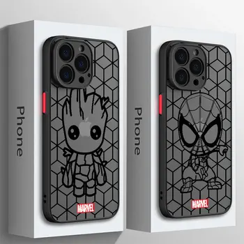Чехол с Принтом Marvel Spider Man Groot для iPhone 7 6S XR 14 Pro Max 12 Mini 8 Plus 15 Pro XS X 11 Pro 13 SE 12 Противоударный Чехол