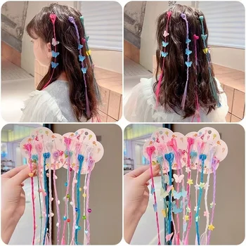 Шестицветные парики-бабочки для девочек, повязки-коготки для волос, Заколки, косметические ленты для волос, головные уборы, аксессуары для волос, украшение для детей