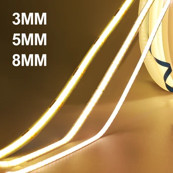 12V COB LED Strip Light 3mm / 5mm / 8mm PCB 320 Светодиодов / м Гибкая Линейная Световая Полоса Высокой плотности Теплый Натуральный Холодный Белый Красный Синий Зеленый