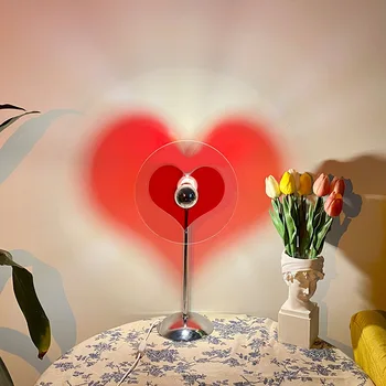 Светодиодный Проектор Новизны В форме Сердца Love Sunset Lamp Bar Cafeshop Home Decor Романтический Фон Для Украшения Стен Novelty Light